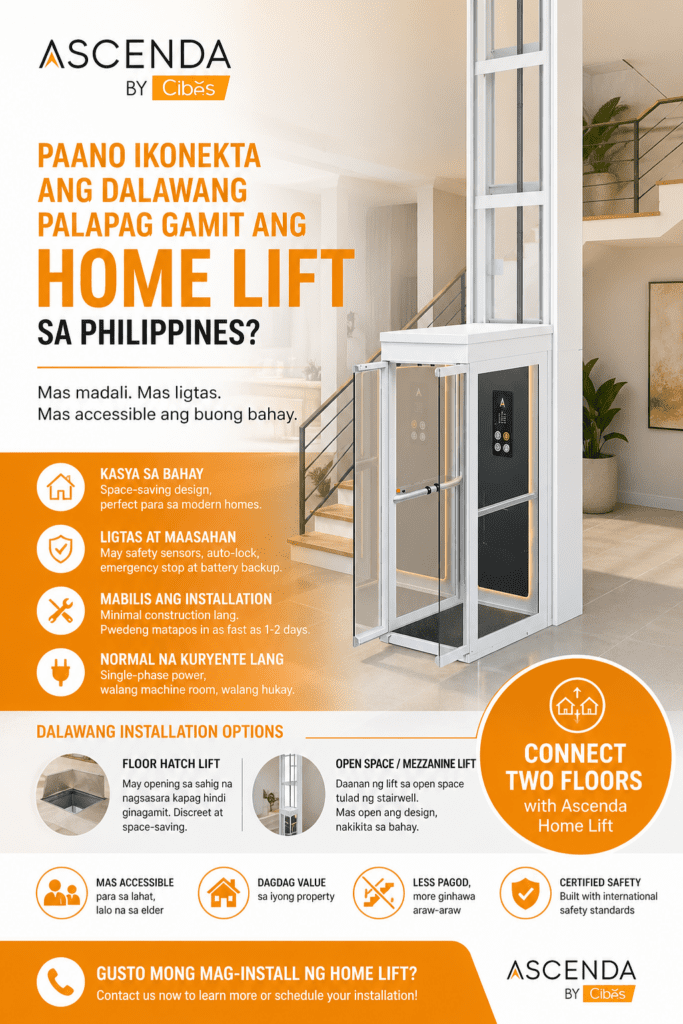 Ascenda home lift Philippines para sa dalawang palapag compact residential elevator